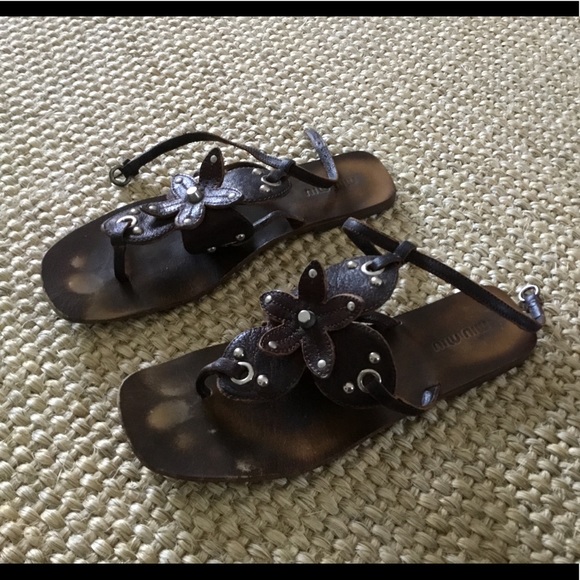 MIU MIU BROWN LEATHER sandals size 37 IT - Picture 2 of 7